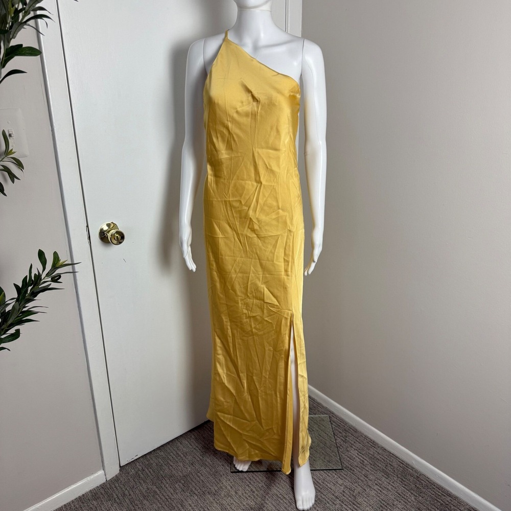 Commense Moonlight Gold One Shoulder Maxi Dress Backless Slit Formal Cocktail S - Picture 6 of 15